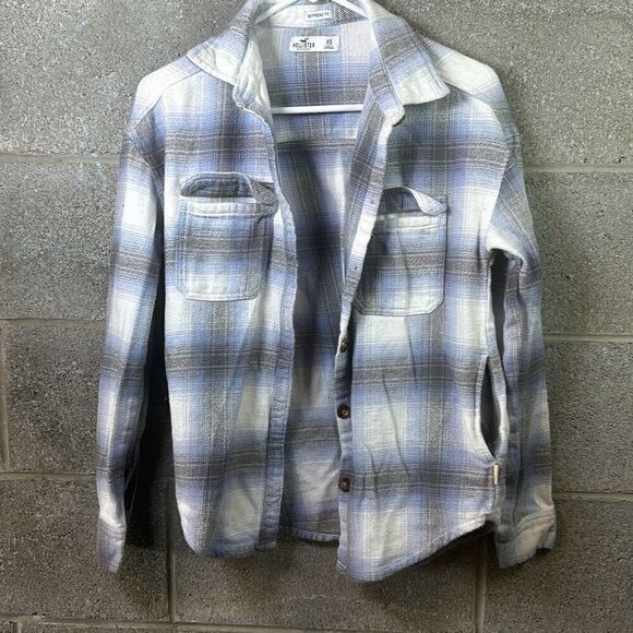 Hollister Plaid Button Front Long Sleeve Shirt Blue Combo XS - Picture 1 of 4